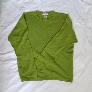 Merino Wool Green Crewneck Sweater